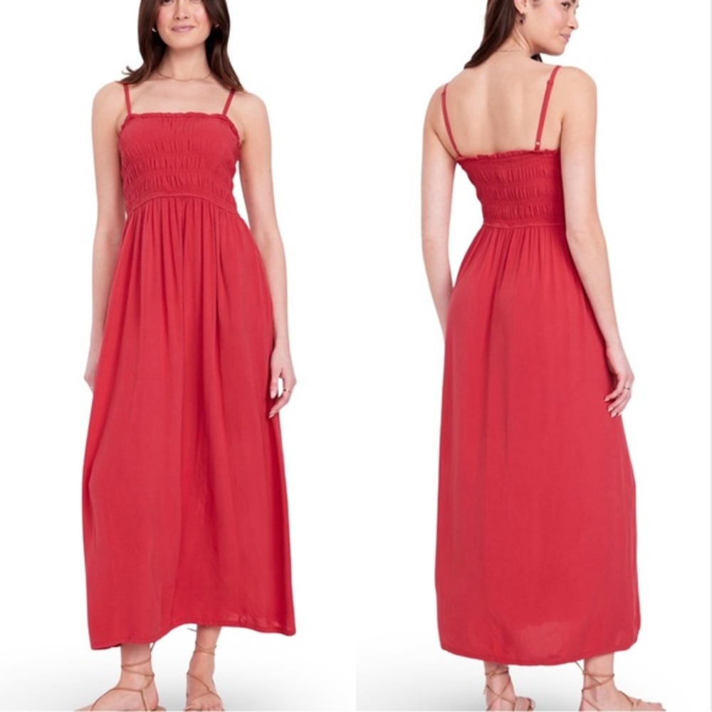 NWOT🌹GAP OLD NAVY L🌹BANDEAU MAXI DRESS IN POPPY RED ADJUSTABLE STRAPS POCKETS